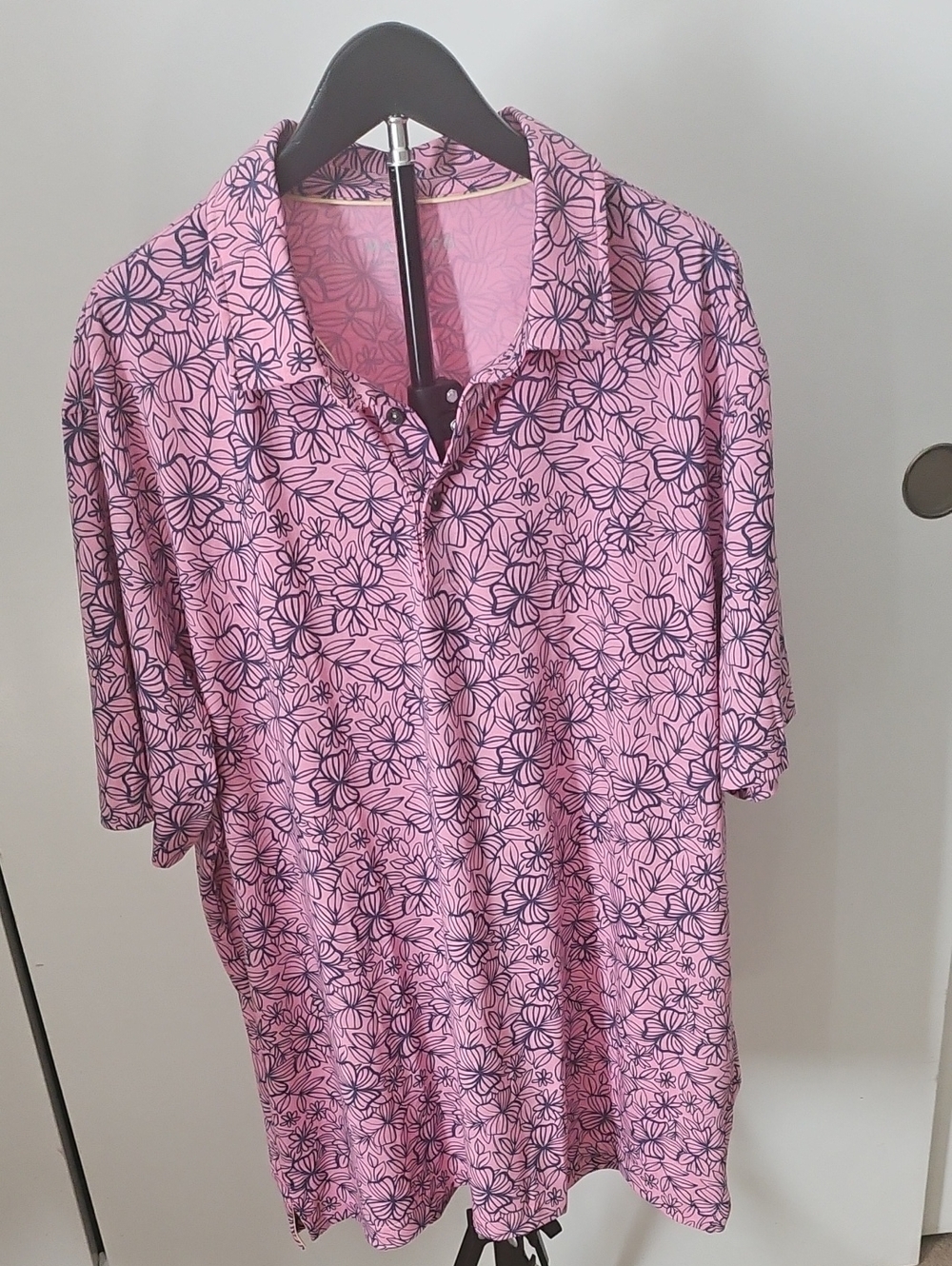 Men's Pink Floral Golf Polo Shirt